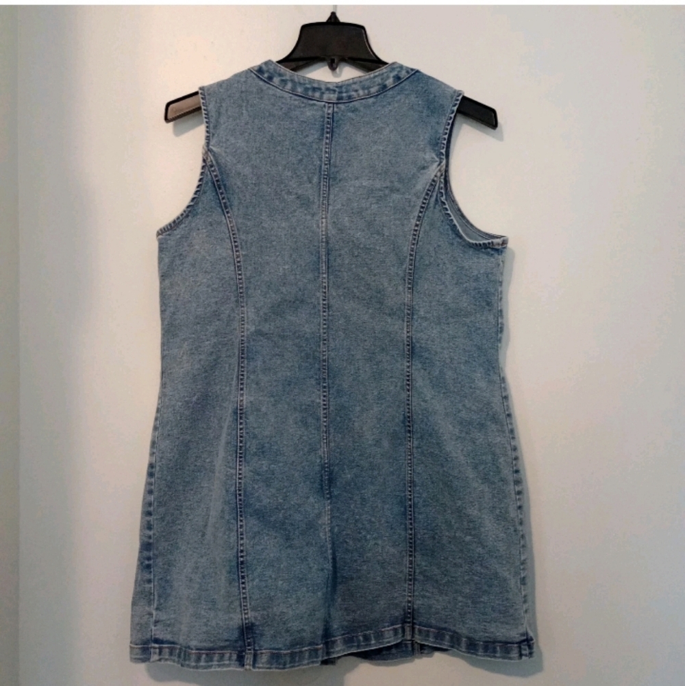Frye Denim Mini Dress Womens Light Wash Sleeveless Button Front Casual XL -A02 - Picture 4 of 8